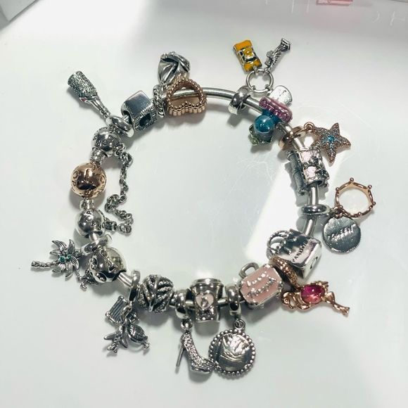 NWT Authentic PANDORA “Boss Babe” Themed Multi Charm Bracelet Rose Gold/Silver - Picture 12 of 15